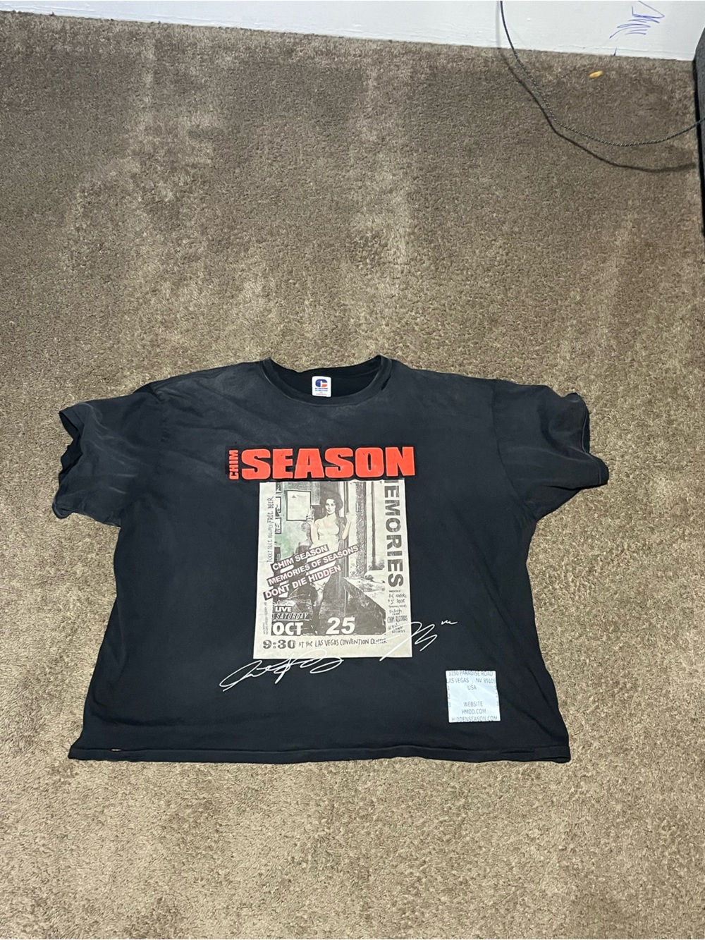 Champion Black Short Sleeve Tee with Red SEASON Graphic